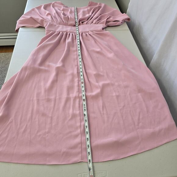 Alexia Admor Midi Party Dress Women's 14 Dusty Pink Deep V-Neck Ruffle - Picture 12 of 16